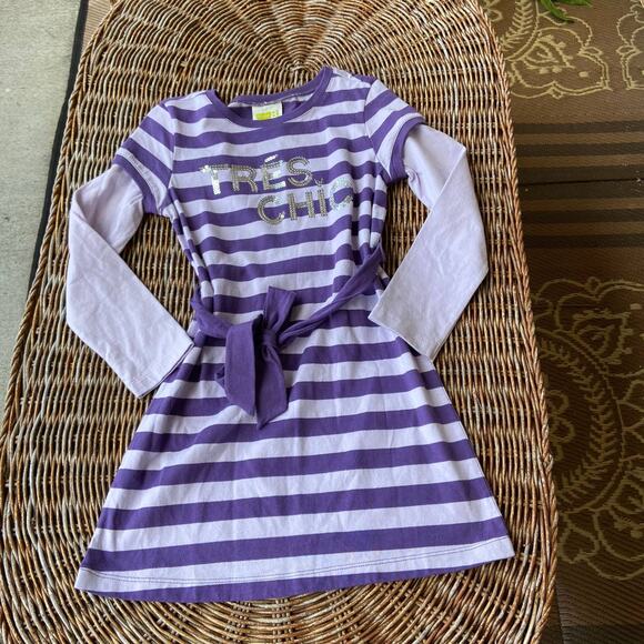 Crazy‎ 8 Girls Dress Size Small 5 6 Purple Striped Tres Chic Knit Ties Belt NEW - Picture 7 of 7